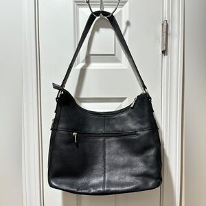 Le Donne Genuine Leather bag, Purse Black with multiple zippered pockets